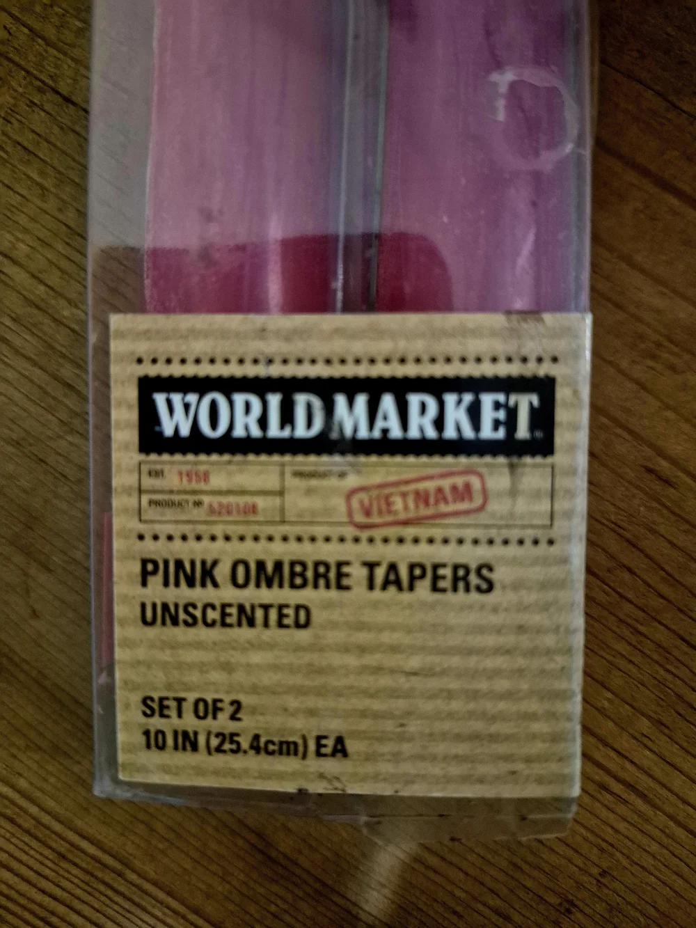 Cost Plus World Market Pink and Cream Ombre Taper Candles - Set of 2